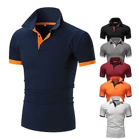 Men's Polo Golf Shirt Casual Sports Classic Short Sleeve Basic Casual Solid Color Plain Button Front Summer Spring Regular Fit Apple Green Light Pink Golden ye