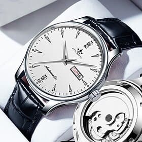 Men Quartz Watch Minimalist Sports Casual Business Luminous Calendar Date Week Waterproof Leather Watch
