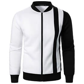 Men's Sweatshirt Zip Up Hoodie Full Zip Sweatshirt Black White Wine Light Grey Standing Collar Color Block Zip Up Patchwork Daily Sports Outdoor Holiday Polye