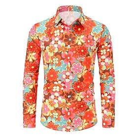 Retro Vintage 1970er Hemd Hippie Blumen Kostüm Herren Königstag Halloween Karneval Party Party / Abend Alltagstauglich Erwachsene Hemd