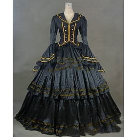 Vestido Rococó Victoriano siglo 18 Hasta el Suelo Vestidos Ropa de Fiesta Baile de Máscaras Talla Grande Normal Personalizada Casquillo Cosecha Disfraz Mujer R