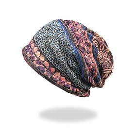 bohemian-stijl slouchy beanie voor vrouwen – kleurrijke hoed met geometrisch patroon, perfect voor casual kleding en herfstmode