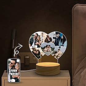 Personalized Light Up Photo Frame Custom Wedding Acrylic Night Lights for Wedding Valentine's Day Engaged Gifts Gift for Her Heart Lamp Anniversary Plaque
