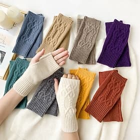 Gloves Fingerless Wrist Fingerless Knitted Gloves Arm Warmers Stretchy Sleeves for Women Winter Warm Unisex for Mittens