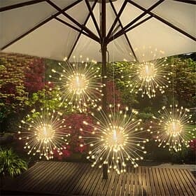 600 LED Hanging Firework Light 5 in 1 Starburst String Light Connectable Outdoor Garland For Garden Bistro Party Decor