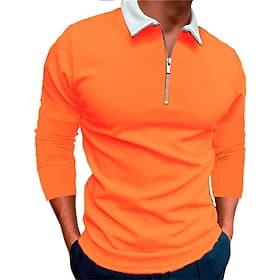 Hombre Polo con media cremallera Camiseta de golf Diario Festivos Diseño Manga Larga Moda Moderno Bloque de color Primavera Otoño Ajuste regular Negro Blanco