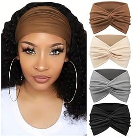 4-Pack Wide Headbands for Women - Soft, Bohemian Style Turban Hair Accessories with Knotted Design for Yoga, Running, Sports, and Everyday Wear - Vintage Inspi