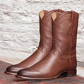 Men's Classic Black Faux Leather Cowboy Boots - Western Style for Riding, Ranching, and Outdoor Activities