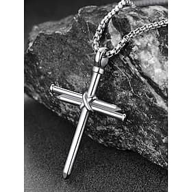 Stainless Steel Cross Necklace for Men – Nail Design Religious Pendant with Chain