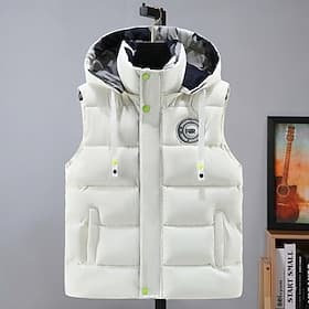 Men's Puffer Vest Hoodie Vest Padded Gilet Quilted Vest Daily Date Vacation Fashion Casual Fall Winter Pocket Polyester Warm Comfortable Graphic Zipper Hooded