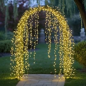 Außen Wasserfalllichter 200 LED Märchen Weinreben Zweiglichter 10 Stück x 2M Märchenlichterkette für Weihnachtsgarten Zaun Baumdekoration