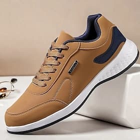 Zapatillas deportivas casuales de color tostado para hombre con suela acolchada y diseño con cordones: zapatos cómodos para caminar todos los días