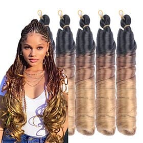 Extensions de cheveux tressés bouclés français au gingembre, 24 pouces, doux, pré-étirés, ondulés, rebondissants, 100 g/paquet, cheveux au crochet Yaki pour fe