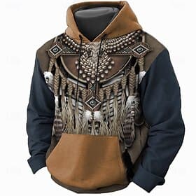 Men's Owl Hoodie Hoodies Sweatshirt Daily Casual Long Sleeve Hooded Vacation Sports Outdoor Streetwear Brown Army Green Dark Blue Print Front Pocket Spring F