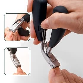 1Pc Professional Nail Clippers G31 Heavy-Duty Wide Jaw Opening Anti-Splash Slanted Toenail Clipper Trimmer Long Handle Stainless Steel for Men and Seniors