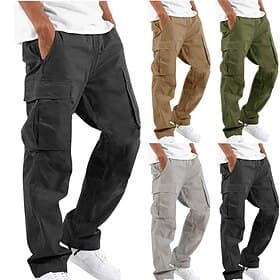 Herren Cargo-Hosen Cargohose Hose Kordelzug Elastischer Bund Mehrere Taschen Einfach Komfort Weich Lässig Täglich Mode Streetwear Schwarz Hellgrün