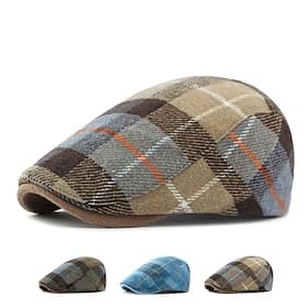 Herren Schiebermütze Cap Basecap Militärmütze Kadettenhut Blau Kaki Polyester Modisch Brautkleider schlicht Strasse Täglich Plaid Einstellbar Sonnenschutz Atmu