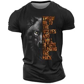 T-Shirt graphique inspirant pour homme - 'Jette-moi aux loups qui mènent le paquet' T-shirt motivationnel à manches courtes