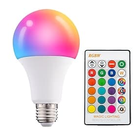E27 A19 RGBW Farbenwechselnde LED Glühbirne mit Fernbedienung 5W/10W 16 Farben Dimmbar Speicherfunktion für Partys Schlafzimmer Außen 1 Packung