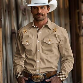Voor heren Cowboy Westers overhemd Overhemd met knopen Cowboyshirt Lange mouw Vintage Westers Dagelijks Buiten Feestdagen Lente Herfst Winter Strijkijzer Overh