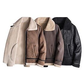 Herren Kunstlederjacke Fleecejacke Bikerjacke Motorradjacke Urlaub Täglich Winddicht Warm Tasche Herbst Winter Einfach Mode Klassisch Revers Regulär Schwarz Ka