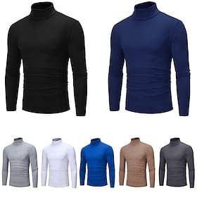 Homme T-shirt Chemise à Manches Longues Faux col roulé manche longue Col roulé Uni ancien Essentiel Rue Gris Clair Café T-shirt haut de gamme pour homme