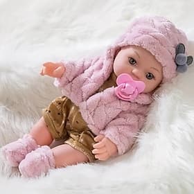 Poupée Reborn de 30cm/12inch Poupée Réaliste Bébé avec Bonnet Chaussettes Sucette Cadeau de Noël Cadeau de Festival