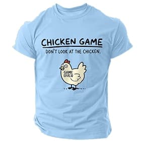 Heren Graphic T-Shirt Kippen Spel Kijk Niet Naar De Kippen Spel Einde Grappige Woordspeling Humor