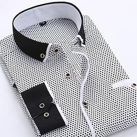 Men's Dress Shirt Button Down Shirt Collared Shirt Polka Dot Wedding Outdoor Black White Red Navy Blue Long Sleeve Turndown Summer Spring Clothing Apparel Prin