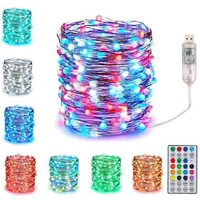 Lumières Féeriques à Changement de Couleur avec Télécommande Lumières LED Clignotantes USB Étanches 16,4 pi 32,8 pi pour Décoration Décoration de Mariage Fête