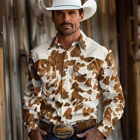 Homme Cowboy Chemise Western Chemise Boutonnée Chemise de cow-boy manche longue ancien Western Extérieur Quotidien Fête Printemps Automne Hiver Col Rabattu Che