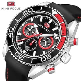 MINI FOCUS Men Quartz Watch Outdoor Fashion Casual Wristwatch Luminous Calendar Waterproof Decoration Silicone Gel Watch