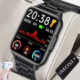 iMosi Q260 Smart Watch 1.83 inch Smartwatch Fitness Running Watch Bluetooth Temperature Monitoring Pedometer Call Reminder Compatible with Android iOS Men Medi