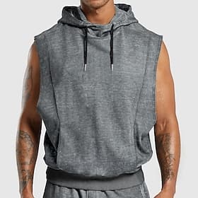 SoftFade™ Herren Tanktop Ärmelloser Hoodie Ärmelloser Kapuzenpullover Vintage Kordelzug Verblasst Lässige Activewear Marineblau Oberteil T-Shirt für Herren