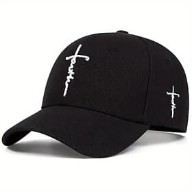 Men's Baseball Cap Sun Hat Trucker Hat White Black White Acrylic / Cotton Embroidered Fashion Casual Daily Festival Cross Faith Adjustable Sunscreen Breathable