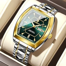 BINBOND Women Men Quartz Watch Luxury Large Dial Fashion Business Luminous Calendar Waterproof Steel Watch
