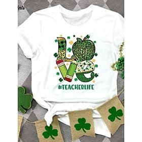 dames st. patrick's day 100% katoenen t-shirt dagelijks casual korte mouw wit zomer