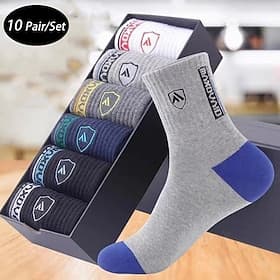 Herren 10 Paare Mehrfachpackungen Socken Socken Stricken Laufsport Socken Freizeitsocken Regenbogen Farbe Glatt Urlaub Sport Natur Täglich Grundlegend Mittel