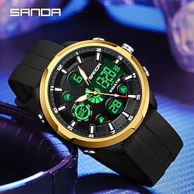 SANDA Men Digital Watch Outdoor Sports Fashion Casual Luminous Stopwatch Alarm Clock Calendar Silicone Gel Watch