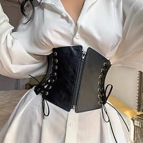 Punk Gothic Mittelalterlich Renaissance Korsett Taillengürtel Reißverschluss Kostüm Damen Keltisch Seeräuber Fantasie Halloween Karneval Party LARP Erwachsene