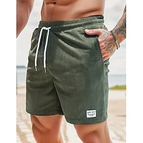 Herren Shorts Kurze Hosen Lässige Shorts Cordshorts Tasche Kordelzug Elastische Taille Glatt Komfort Weich In voller Länge Outdoor Party Täglich Urlaub Modisch