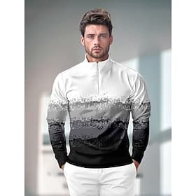 Herren-Polohemd Schwarz Langarm Oberteil Kleidung Outfits Tragbare Mode