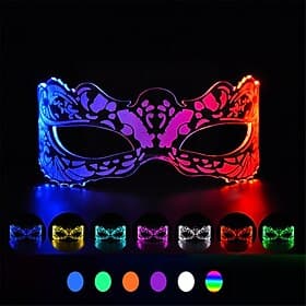 LED-Brillenmaske aus Acryl – beleuchtete Schmetterlingsbrille für festliche Partys, KTV-Bar-Brille mit bunten Farbwechseln, batteriebetrieben mit Knopf – 1 Stü