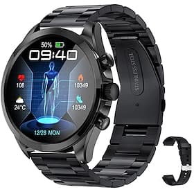 iMosi ET440 Smart Watch 1.39 inch Smartwatch Fitness Running Watch Bluetooth ECGPPG Temperature Monitoring Pedometer Compatible with Android iOS Women Men Hand