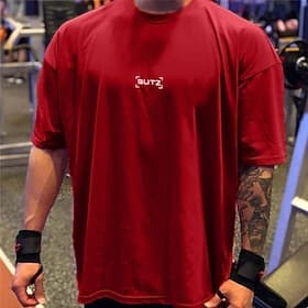 Herren Dunkelgraues Oversized Gym T-Shirt BUTZ Grafik Fitness Kurzarm