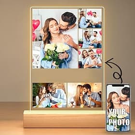 cadre photo lumineux personnalisé veilleuse acrylique personnalisée pour la Saint-Valentin alimentée par USB, parfait pour les cadeaux d'anniversaire des amour