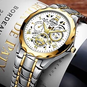 New Stainless Steel With Men'S Skeletonized Business Quartz Watch Fashion Trend Waterproof Luminous Calendar Simple Leisure Sports Men'S Watch