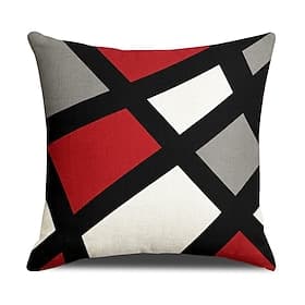 Geometric Decorative Toss Pillows Cover 1PC Soft Square Cushion Case Pillowcase for Bedroom Livingroom Sofa Couch Chair Black Red Grey