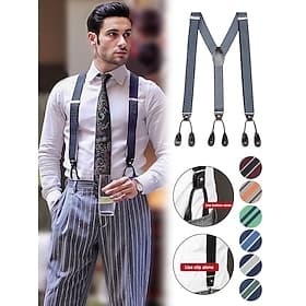 Bretelles élastiques réglables pour hommes – conception polyvalente en Y avec boucles en cuir et option à clip, adaptées aux tenues de soirée, aux mariages ou