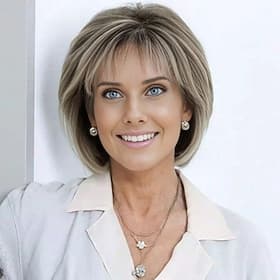 Von Jane Fonda inspirierte Perücken, Kunsthaarperücke, glatte, kurze Bob-Perücke, kurzes blondes Kunsthaar, modisches Damendesign, weiches, natürliches Blond
